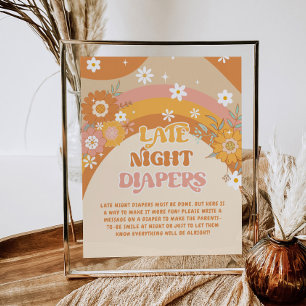Affiche Retro super bébé Late nuit couches jeu
