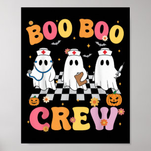 Affiche Retro Super Boo Boo Crew Halloween Ghost Nurse