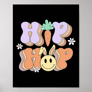 Affiche Retro Super jour de Pâques Hip hop mignon lapin la
