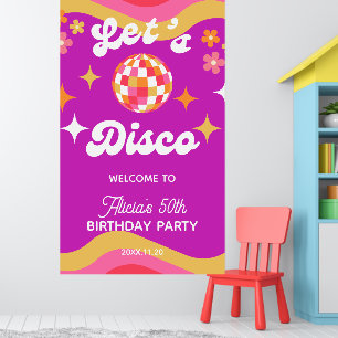 Affiche Retro Super les années 70 Let's Disco Anniversaire