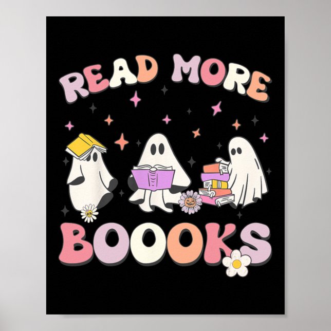 Affiche retro Super Lire plus Livres Ghost Boo ghoul drôle (Devant)