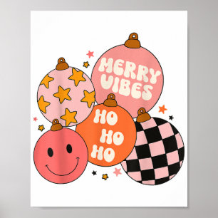 Affiche Retro Super Merry Vibes Christmas Cute Père Noël C