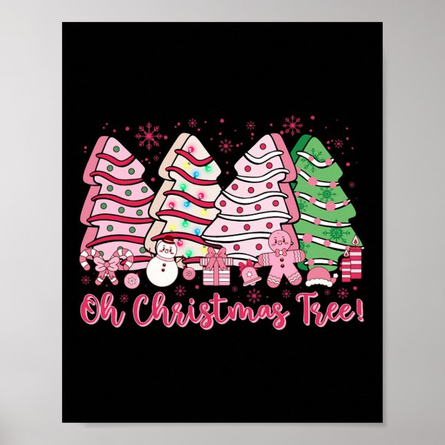 Affiche Retro Super rose Oh Noël Arbre gâteaux Debbie C (Devant)