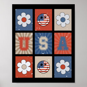 Affiche Retro Super Sourire Face Amérique Liberté Indépend
