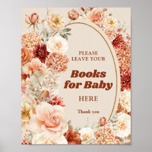 Affiche Rétro super terre cuite automne livres floraux pou