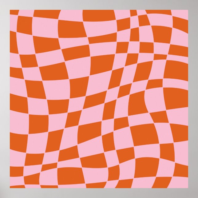 Affiche Retro Super Wavy Psychedelic Checkerboard Vérifier (Devant)