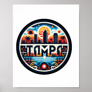 Affiche Retro Tampa Floride - Tampa Bay Downtown Skyline F