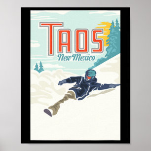 Affiche Retro Taos Ski Valley Nouveau-Mexique Ski Snowboar