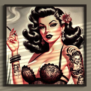 Affiche Retro Tatto Goth Girl