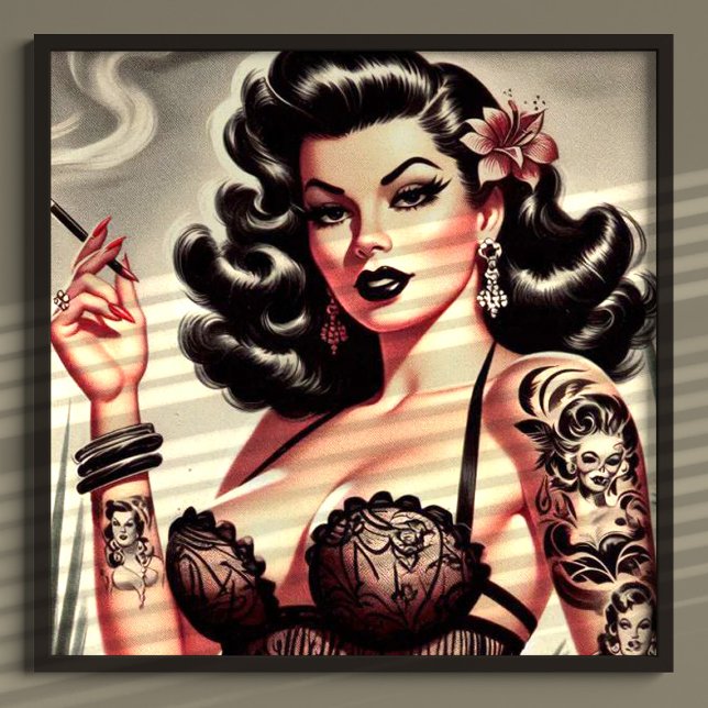 Affiche Retro Tatto Goth Girl (Créateur téléchargé)