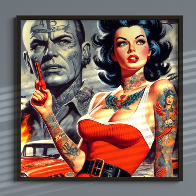 Affiche Retro Tattooed Pulp Girl (Créateur téléchargé)