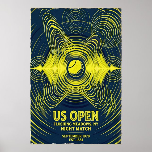 Affiche Retro Tennis Poster, US Open Night Match (Flushing (Devant)