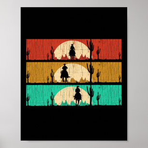 Affiche Retro Texas Rodeo Western Horseback Ligne Da