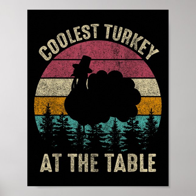 Affiche Rétro Thanksgiving Coolest Turquie à Table Boys Ki (Devant)