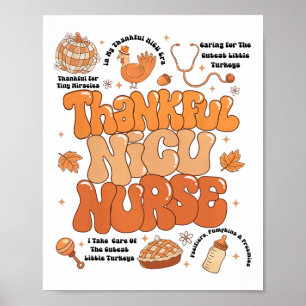 Affiche Rétro Thanksgiving Nicu Nurse Automne Thankful Nic
