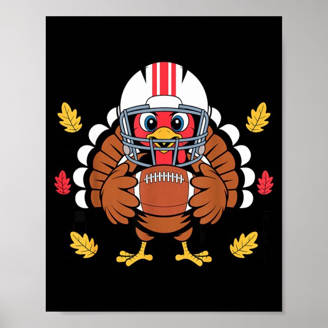 Affiche Retro Thanksgiving Turkey Football Toddler Boys Ki (Devant)