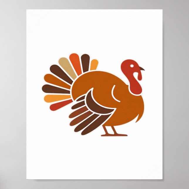 Affiche Retro Thanksgiving Turquie - Automne Harvest Desig (Devant)