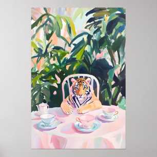Affiche Rétro Tigre, Peinture à l'Huile de Tigre,