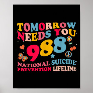 Affiche Retro Tomorrow a Besoin de Vous 988 Prévention du