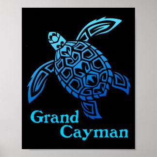 Affiche Rétro tortue de mer tribale des îles grand caïman