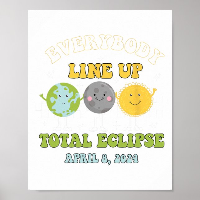 Affiche Rétro Tout Le Monde S'Aligner Total Solaire Eclips (Devant)