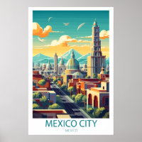 Retro Travel Mexico City Destination Wall Art