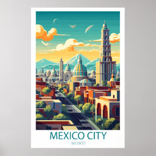Affiche Retro Travel Mexico City Destination Wall Art