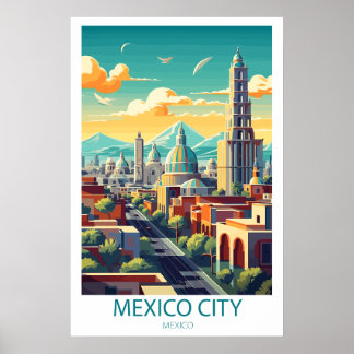 Affiche Retro Travel Mexico City Destination Wall Art