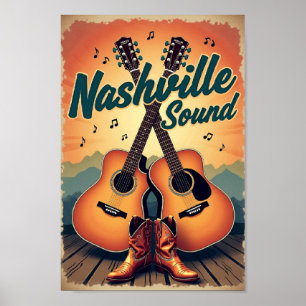 Affiche Retro Travel : Nashville Sound