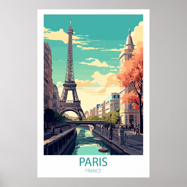 Affiche Retro Travel Paris Destination Wall Art (Devant)