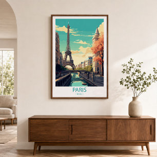 Affiche Retro Travel Paris Destination Wall Art