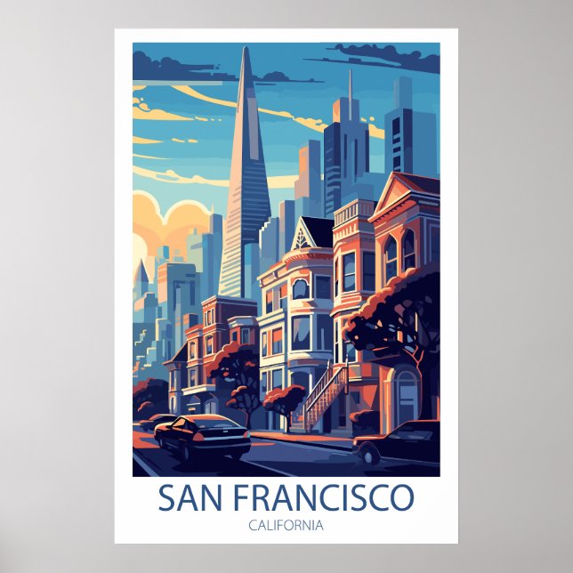 Affiche Retro Travel San Francisco California Wall Art (Devant)