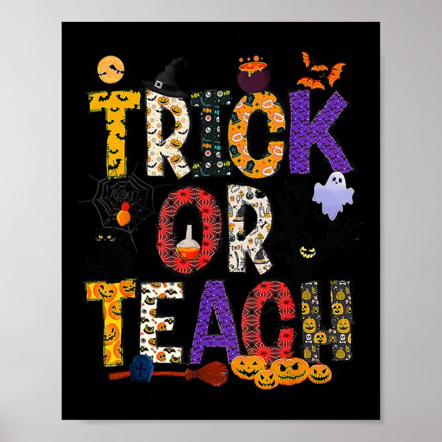 Affiche Retro Trick Ou Enseignant Enseignant Costume Hallo (Devant)