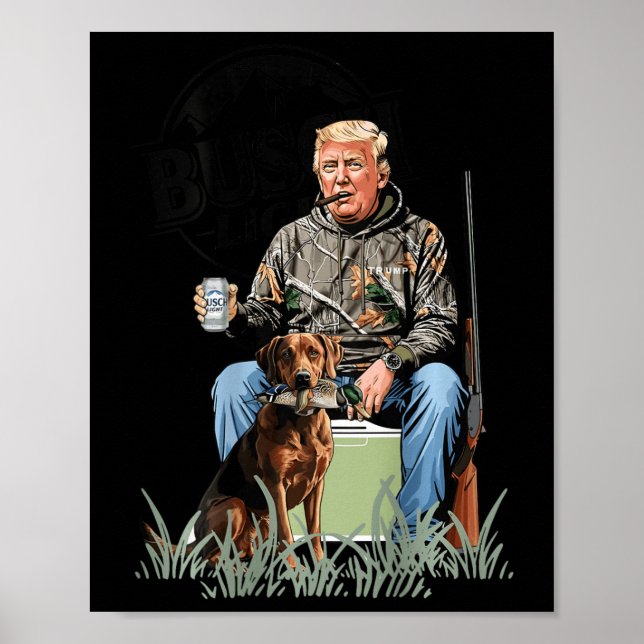 Affiche Retro Trump Chasse Au Cerf Drôle Boire De La Bière (Devant)