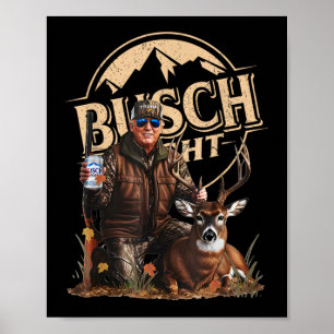 Affiche Retro Trump Chasse Au Cerf Drôle Boire De La Bière