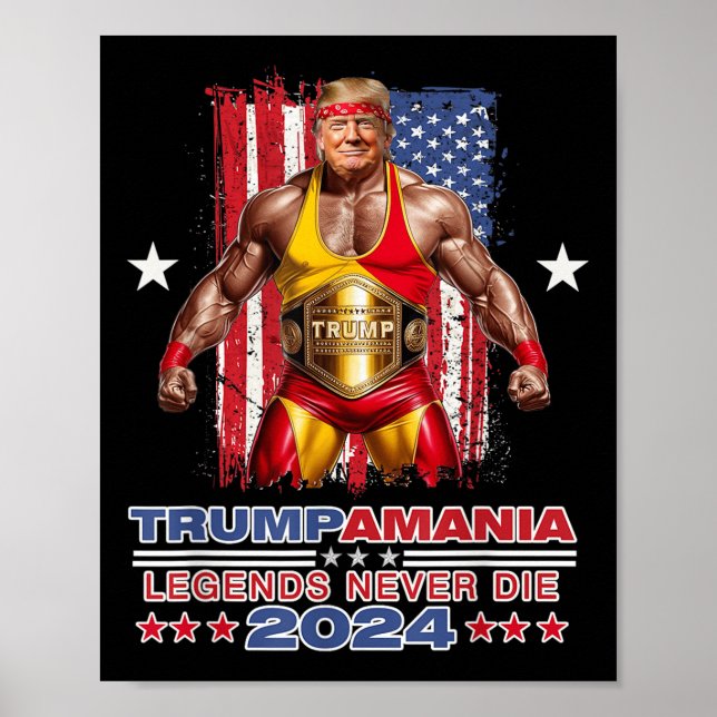 Affiche Retro Trump Funny Lutte Mème Trumpamania 2024 (Devant)