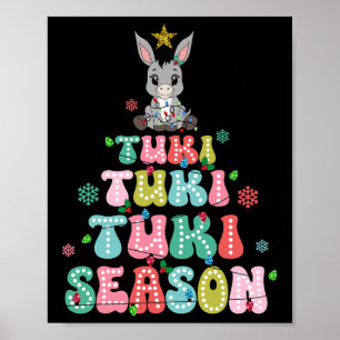 Affiche Retro Tuki Tuki Âne C'est La Saison Arbre De Noël