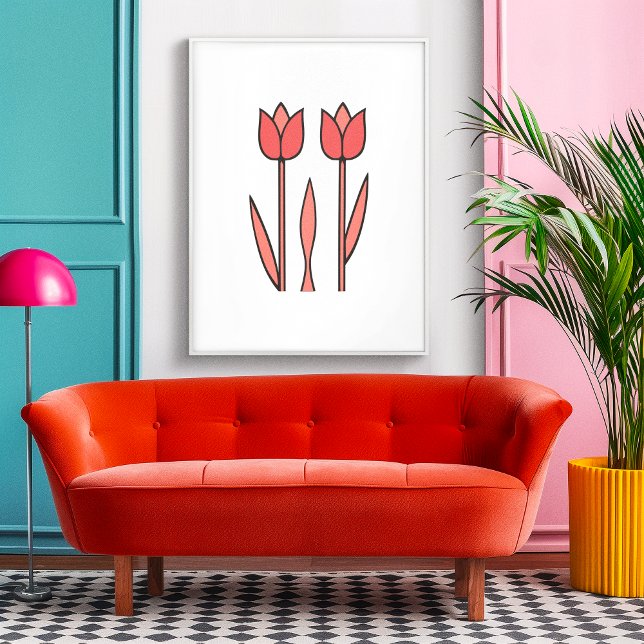 Affiche Retro Tulip Duo - Gras Simplicité Florale (Créateur téléchargé)