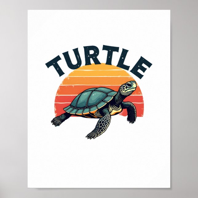 Affiche Retro Turtle T-Shirt (Devant)