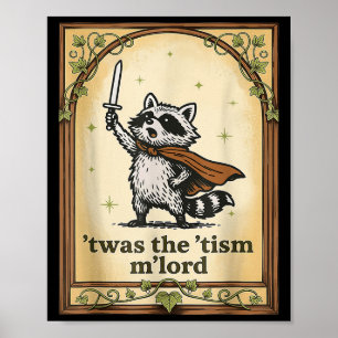 Affiche Retro Twas Tism Mlord Funny Wizard Raccoon Aut