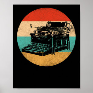 Affiche Rétro Typewriter Vintage Ecrivain