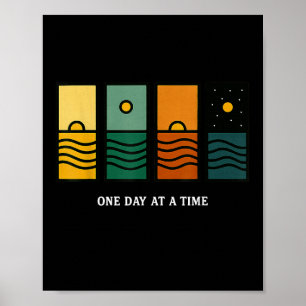 Affiche Retro Un Jour À La Fois Citation Motivationnelle R