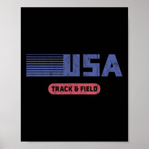 Affiche Rétro Usa 2020 Équipe Américaine Athlétisme Vinta