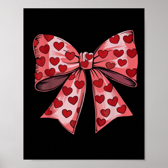 Affiche Retro Valentines Day Coeur Coquette Bow Femmes Enf (Devant)