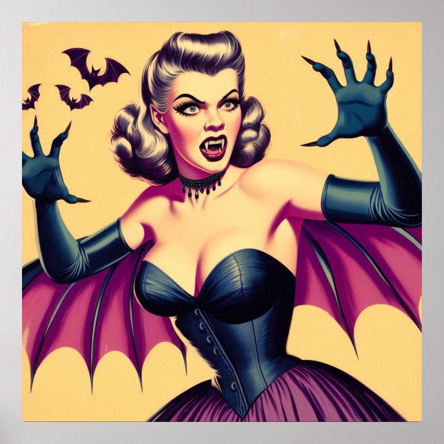 Affiche Rétro Vampire femme (Devant)