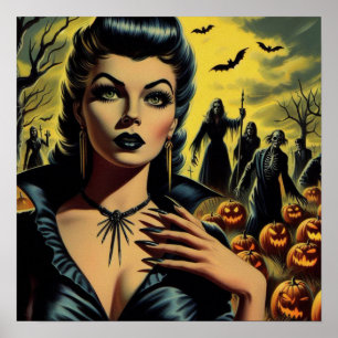 Affiche Retro Vampire Girl