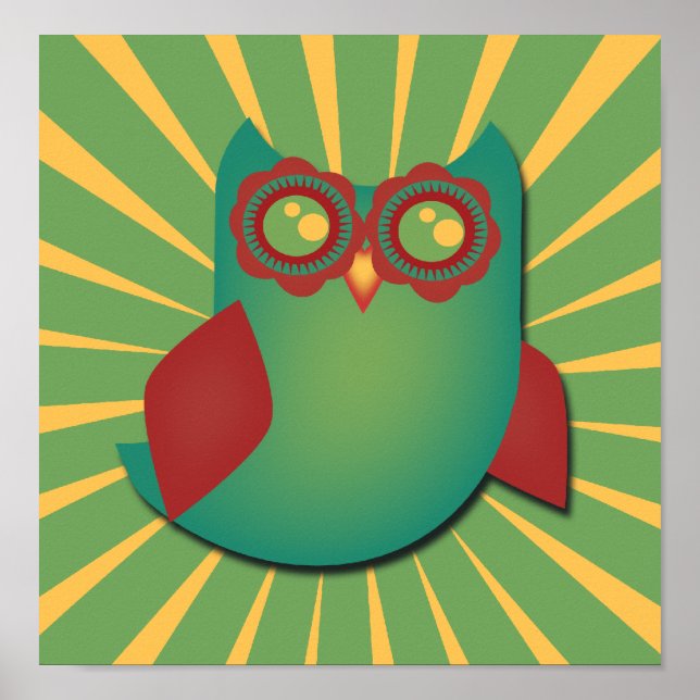 Affiche Retro Vector Owl (Devant)