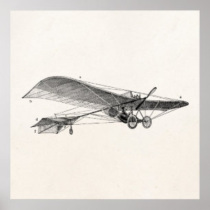 Affiche Rétro vieil avion d'appui vertical d'avion vintage