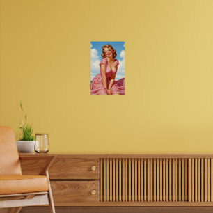 Affiche Retro Vieux Hollywood Glamor Blonde Femme Pin-up A