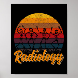 Affiche Retro Vinitage Danser Skeleton Radiologie Technici